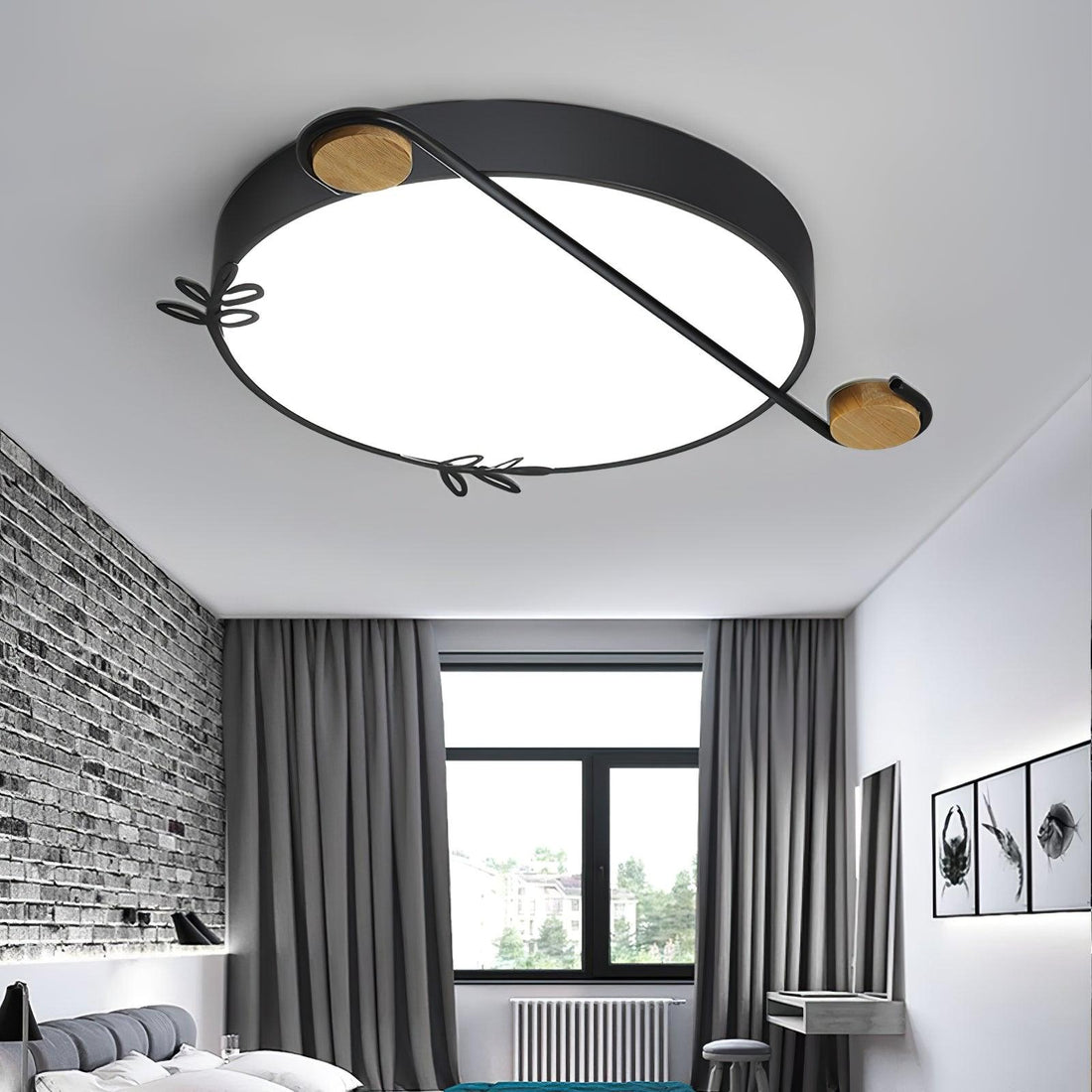 Evzorira Lampe Plafonnier Ronde Art Note Musicale