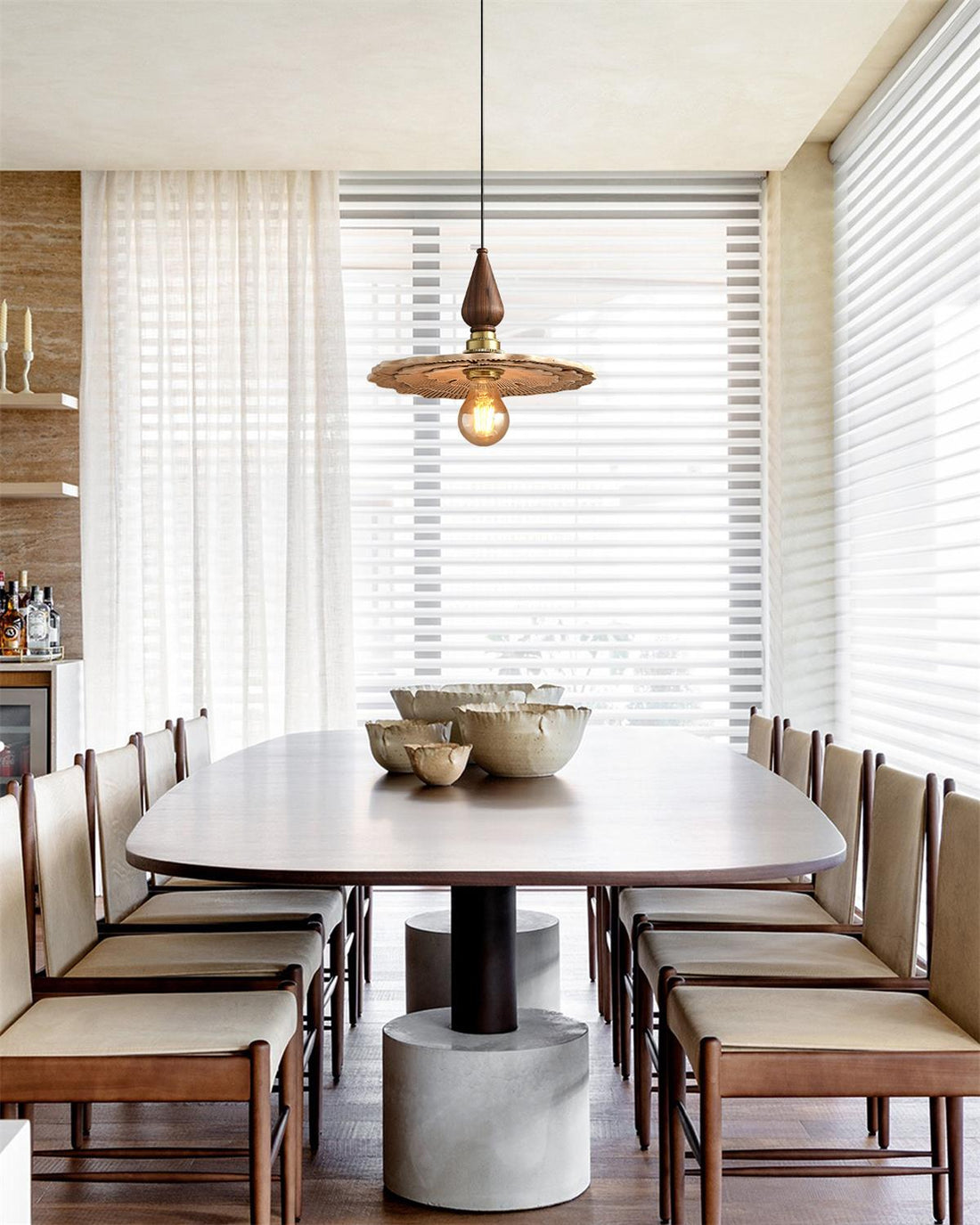 Mushroom Suspension Vintage Bois Laiton