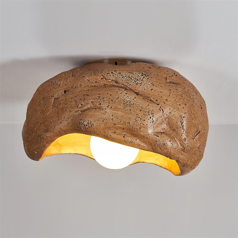 Nami Plafonnier Sculpté Travertin Roche Texture Rustique