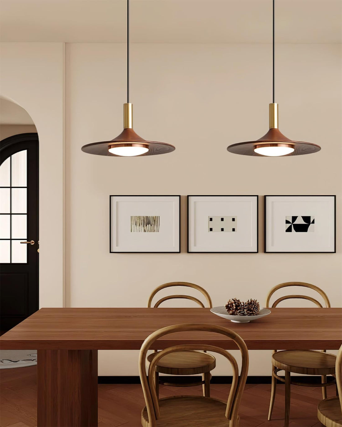 Virelli Suspension Disque Effet Bois LED Acrylique Midcentury