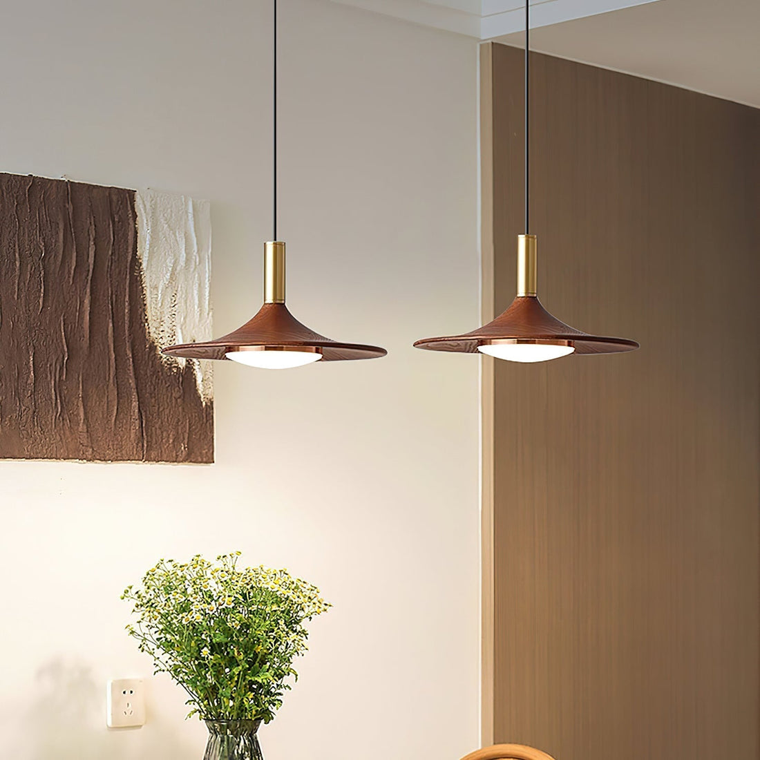 Virelli Suspension Disque Effet Bois LED Acrylique Midcentury