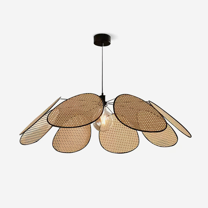 Lustre Avec Pétales et Cadre en Rotin Ambient Bohemian
