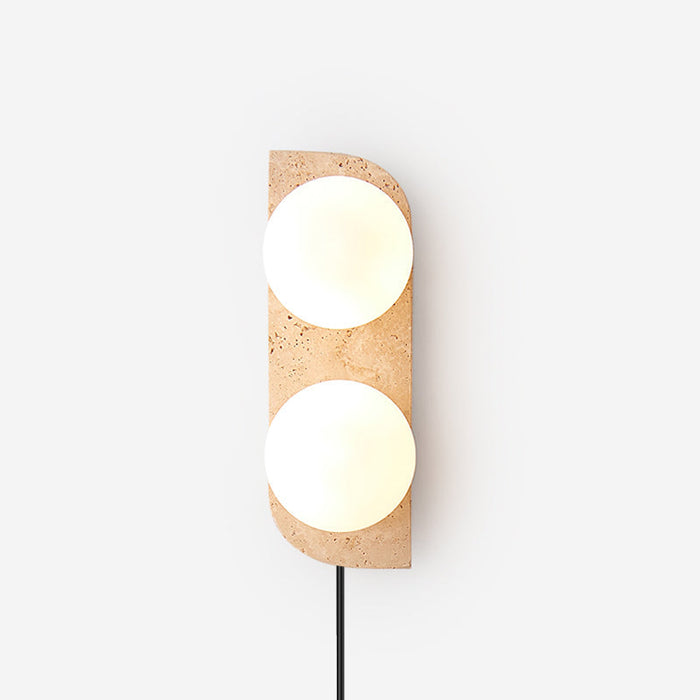 Aurorace Applique murale Travertine Plug-In avec deux globes en verre Soft Glow