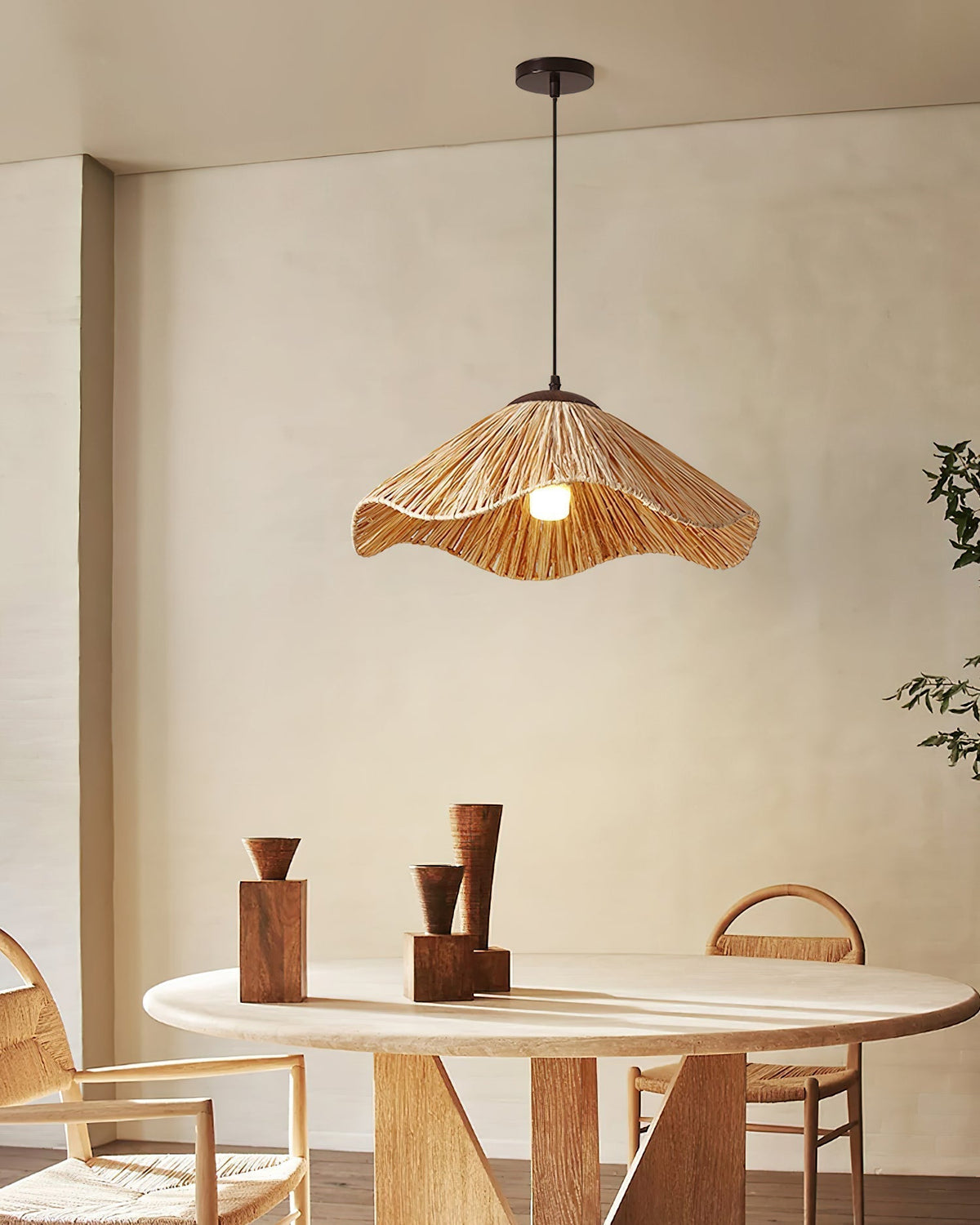 Nikita Suspension Rattan Organique Ondulée