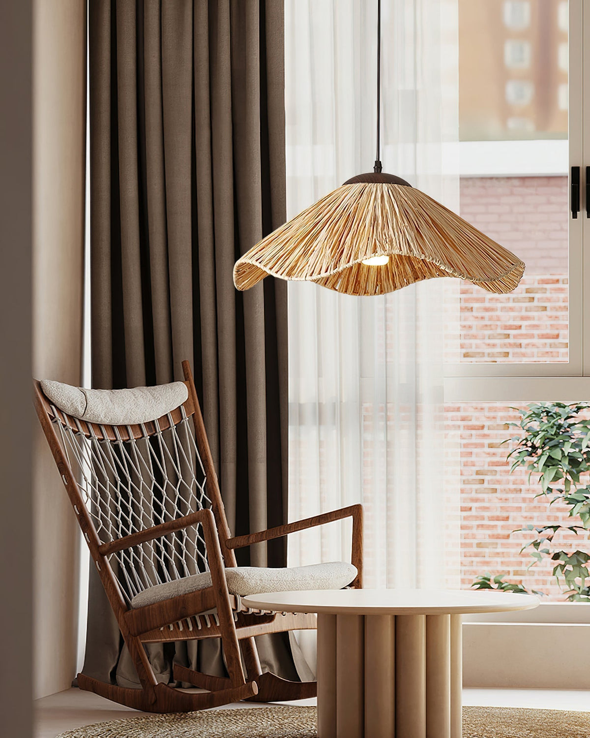Nikita Suspension Rattan Organique Ondulée