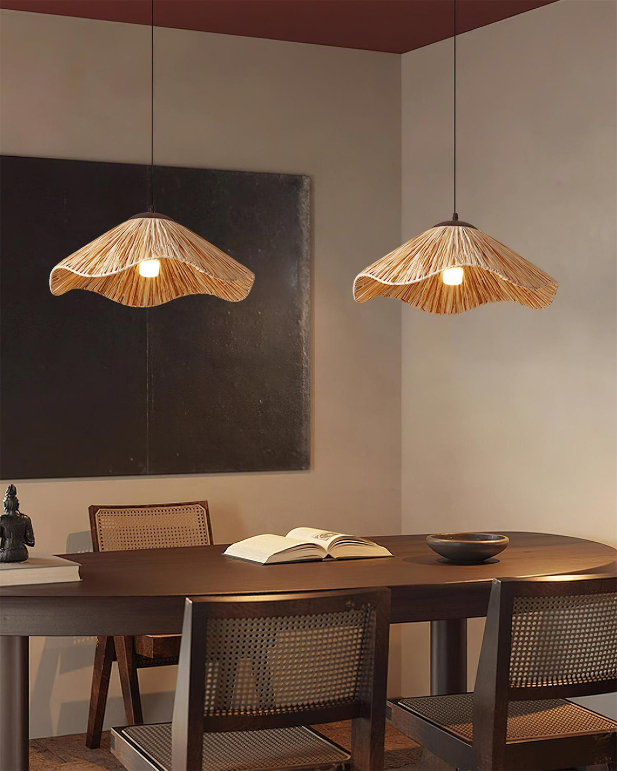 Nikita Suspension Rattan Organique Ondulée