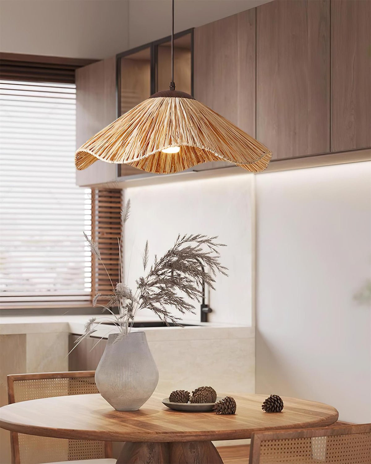 Nikita Suspension Rattan Organique Ondulée