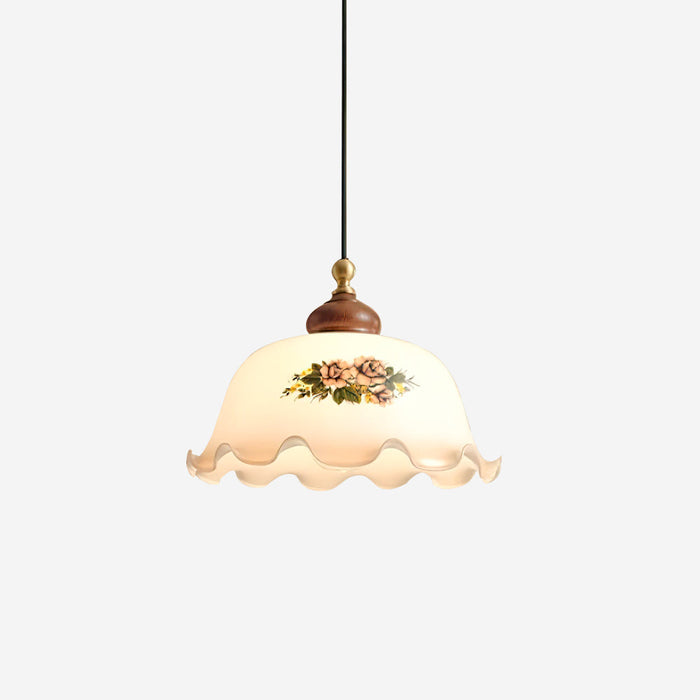Belvia Suspension Vintage en Verre Floral