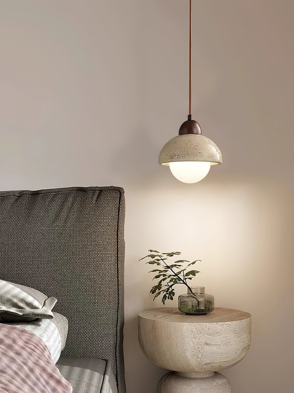 Orzora Suspension en Travertin Forme de Dôme