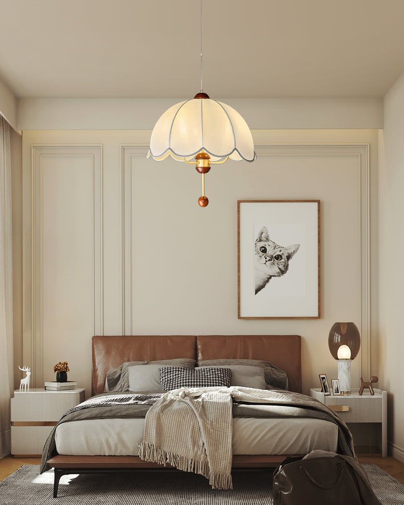 Varaeia Suspension Élégante en Tissu Fleuri et Bois