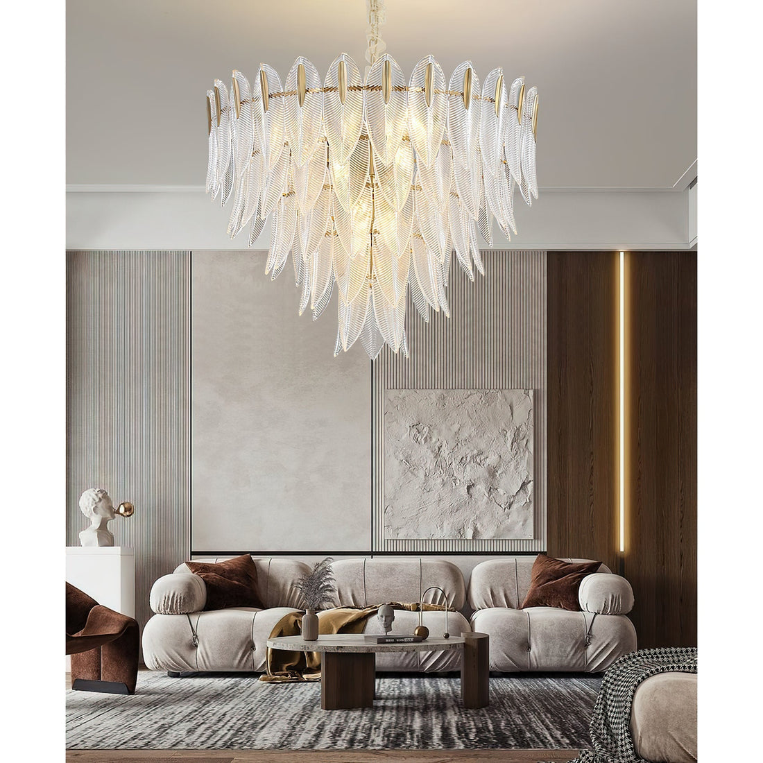 Ivthayra Lustre Postmoderne en Laiton et Verre de Luxe