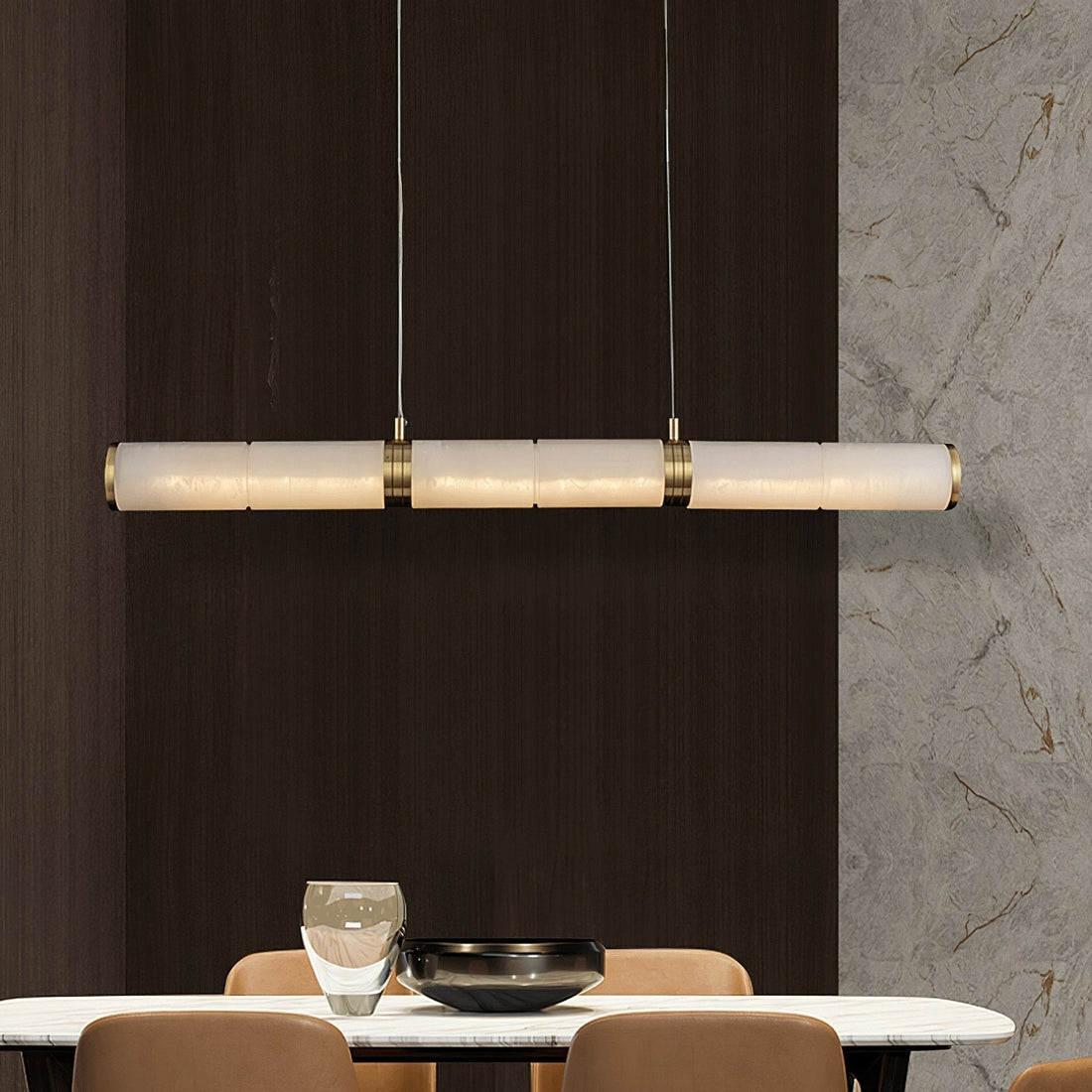 Eira Minimaliste Albâtre Linéaire Pendentif Lumière