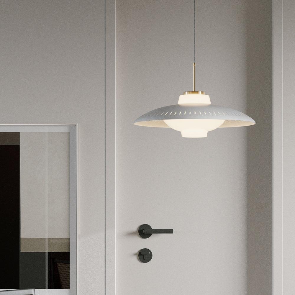 Solara Suspension en Verre Opale Abat-jour Large
