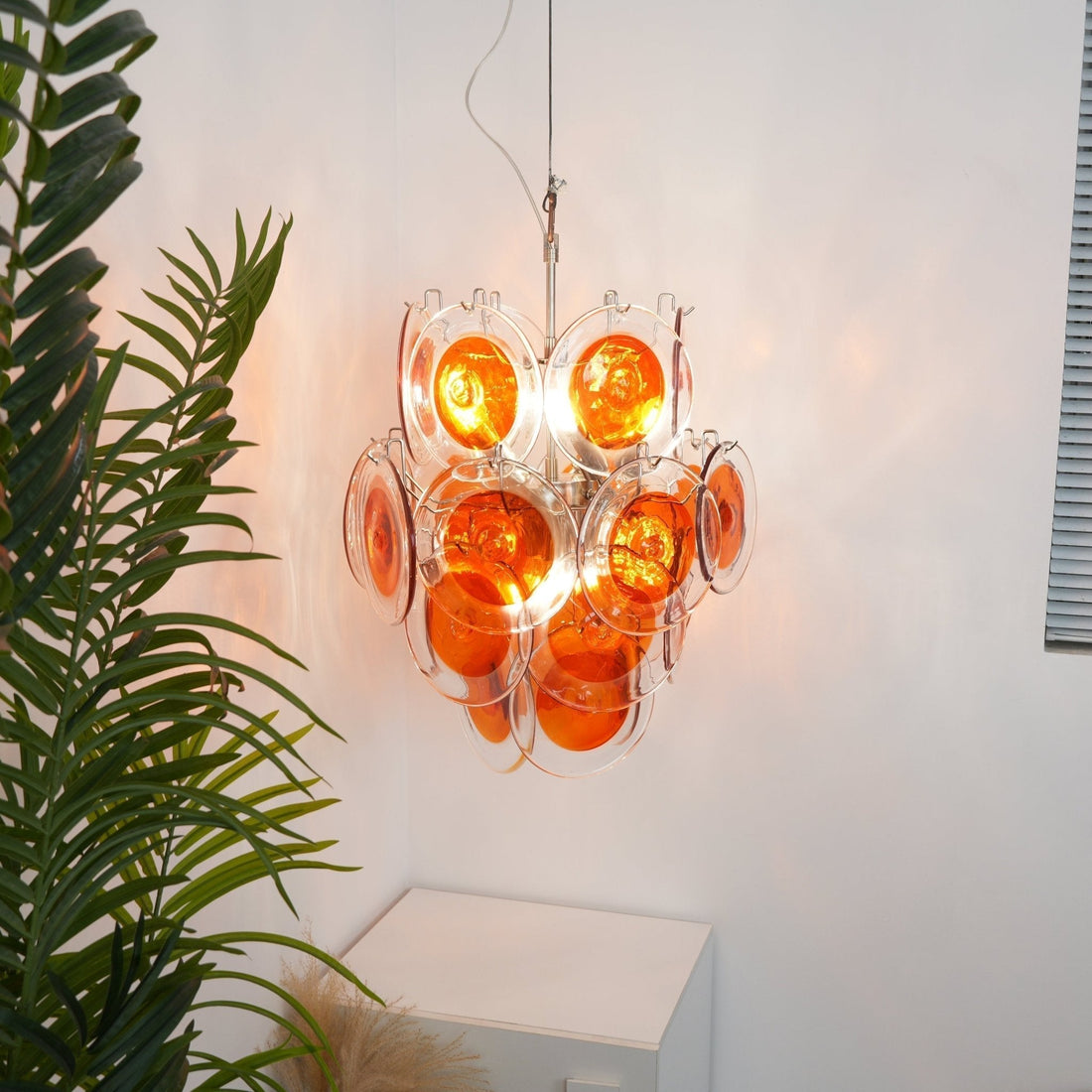 Aurora Lustre en Verre de Murano Orange Disque Superposé