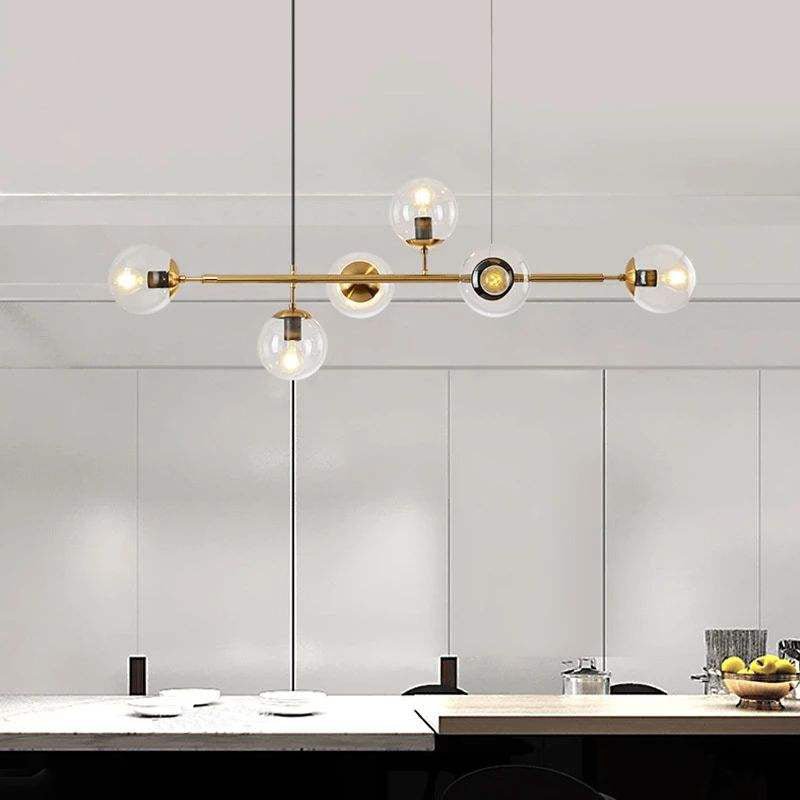 Lustra Suspension Orb Laiton Verre Pour Salon