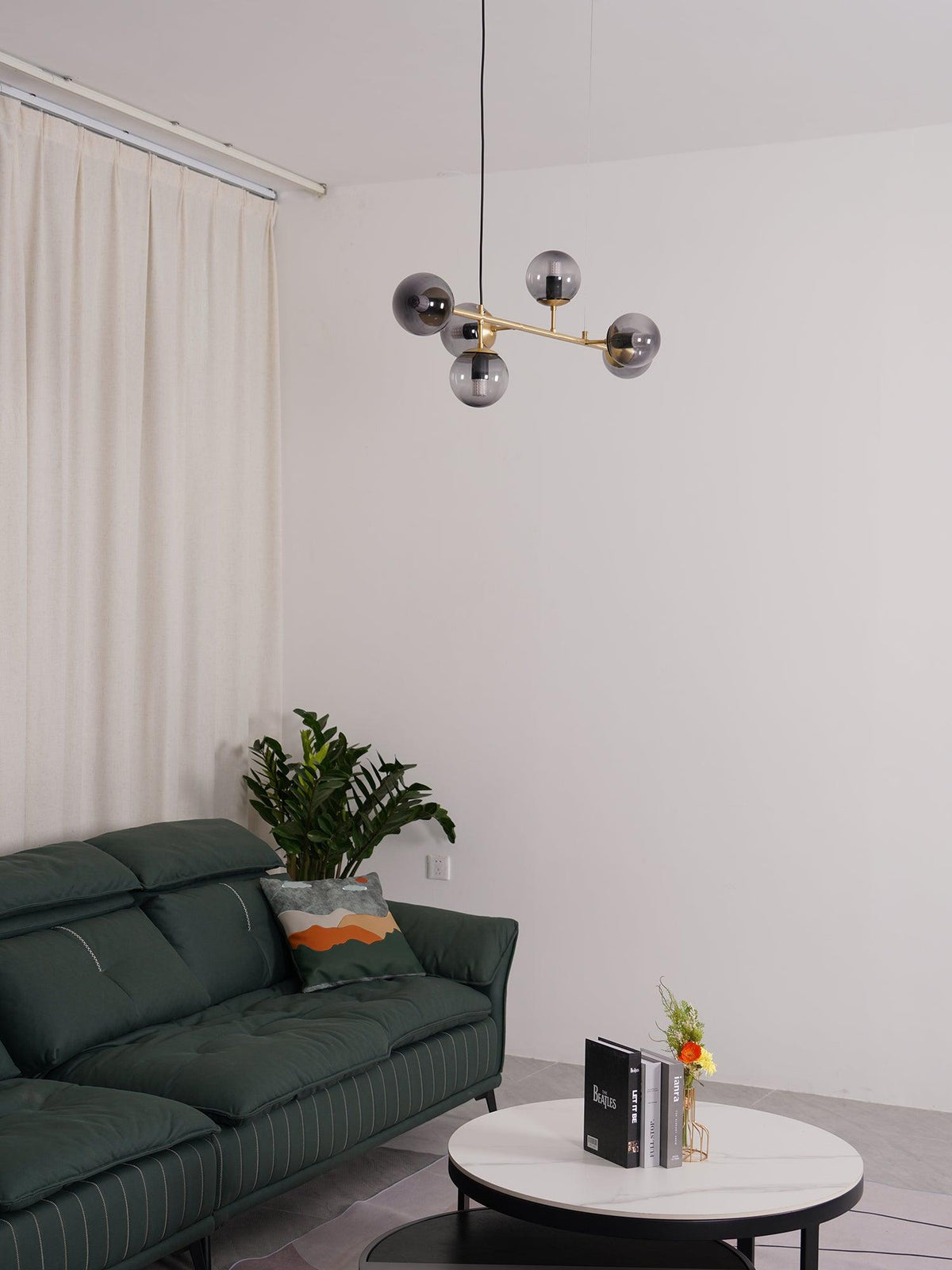 Lustra Suspension Orb Laiton Verre Pour Salon