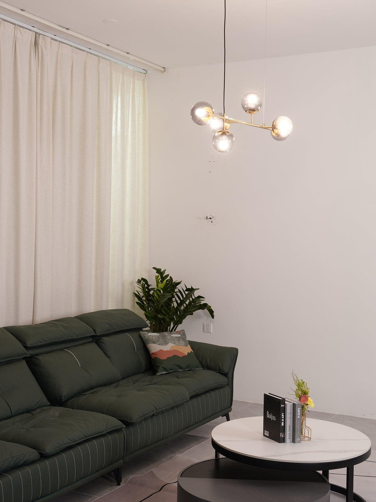 Lustra Suspension Orb Laiton Verre Pour Salon