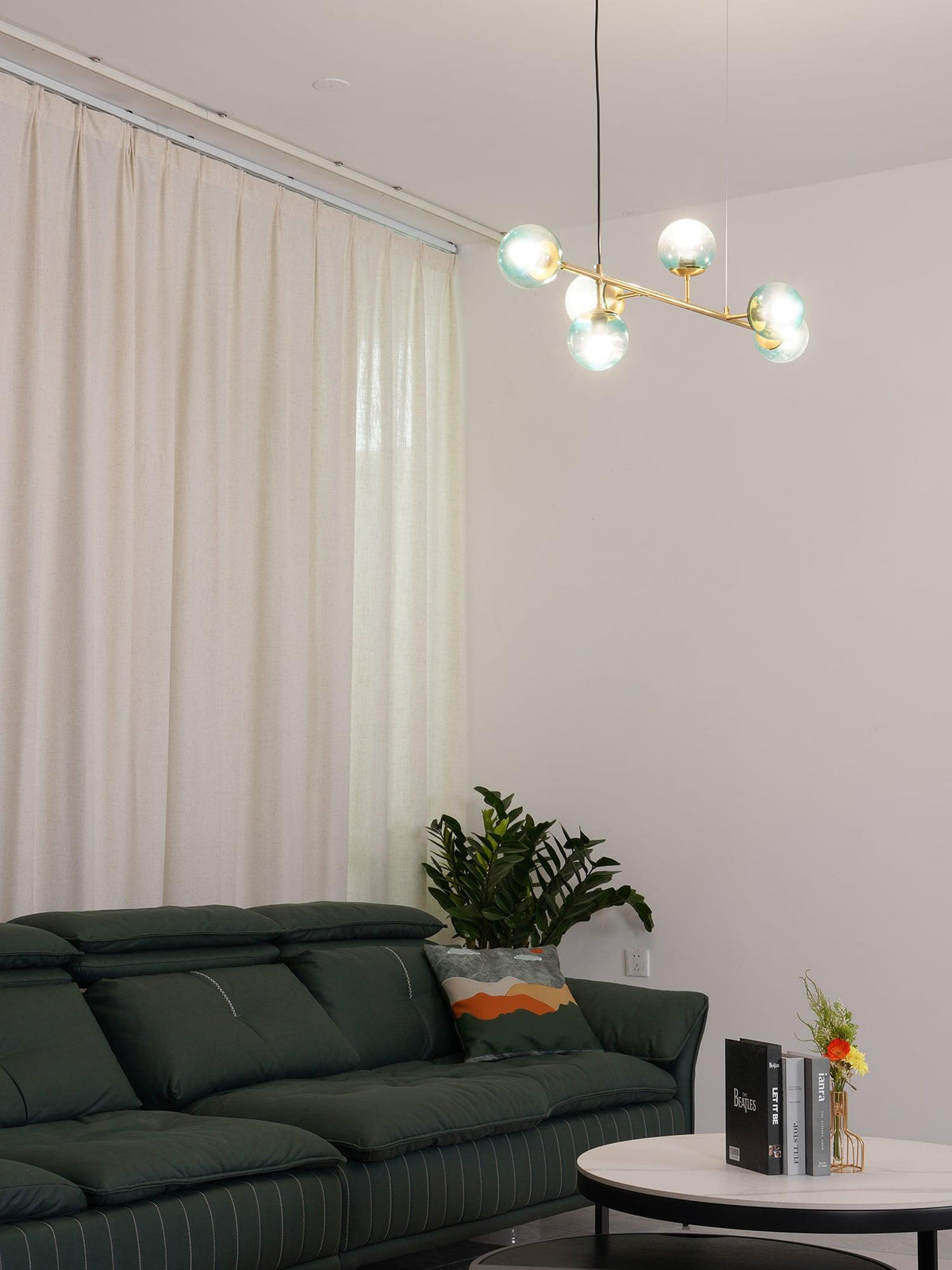 Lustra Suspension Orb Laiton Verre Pour Salon