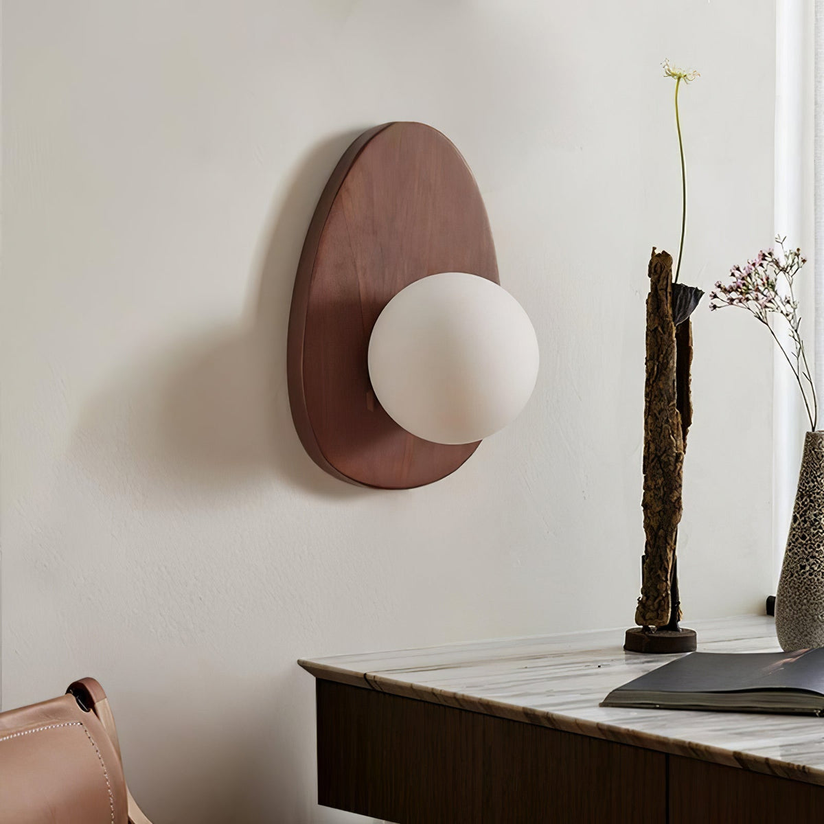 Ephael Applique Murale en Noyer Verre Premium