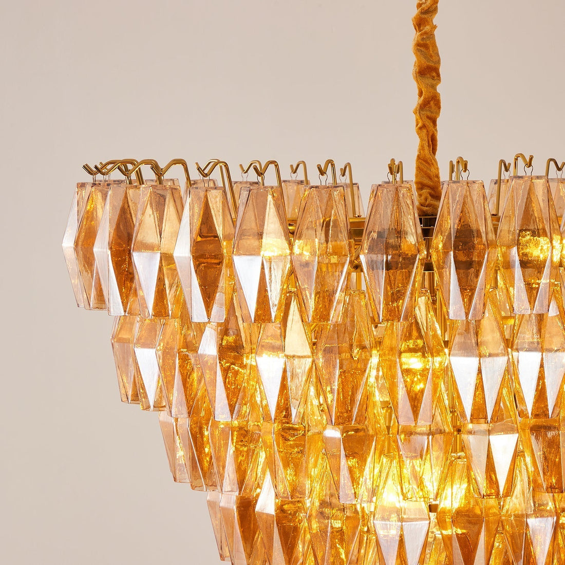 Orinelle Lustre Cascade en Verre Luxueux