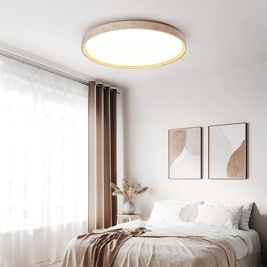 Kathy Lumière de Plafond Ronde en Travertin