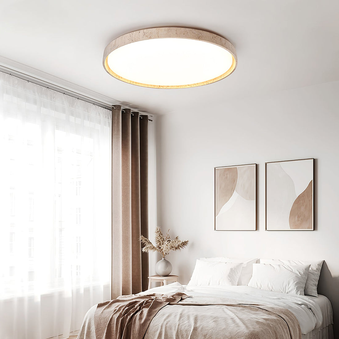 Kathy Lumière de Plafond Ronde en Travertin