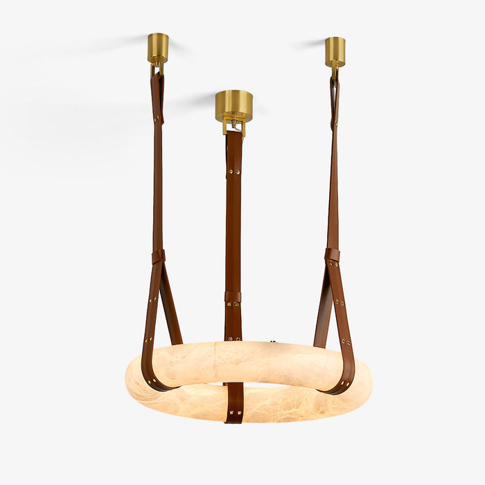 Suspension Alabaster Ring Triple lanières en cuir Nordic Luxe
