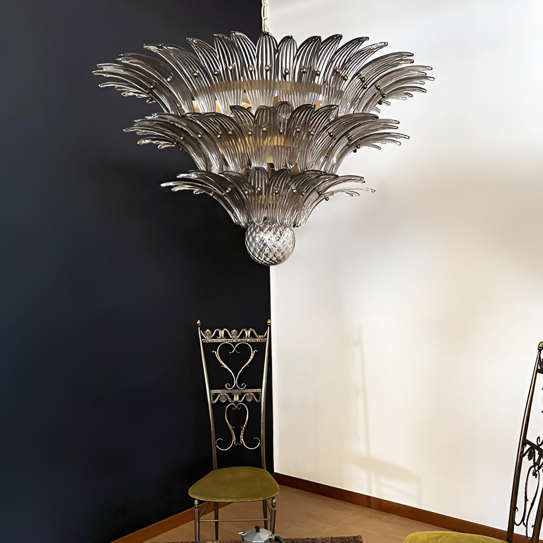 Aurora Lustre en Verre de Murano Feuille de Palmier
