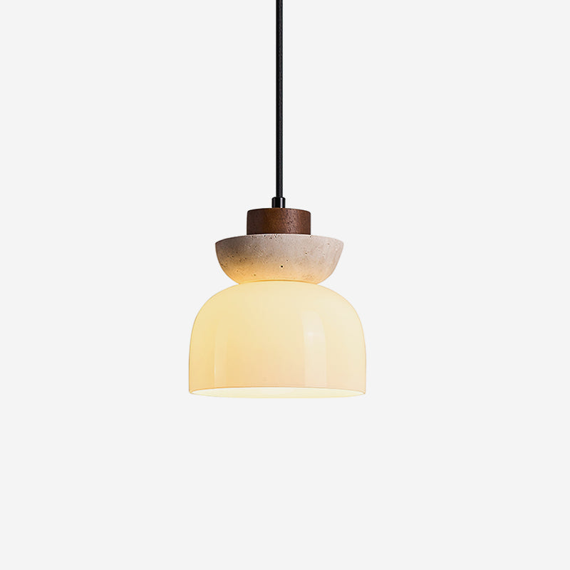 Ritta Suspension Dôme en Travertin et Verre