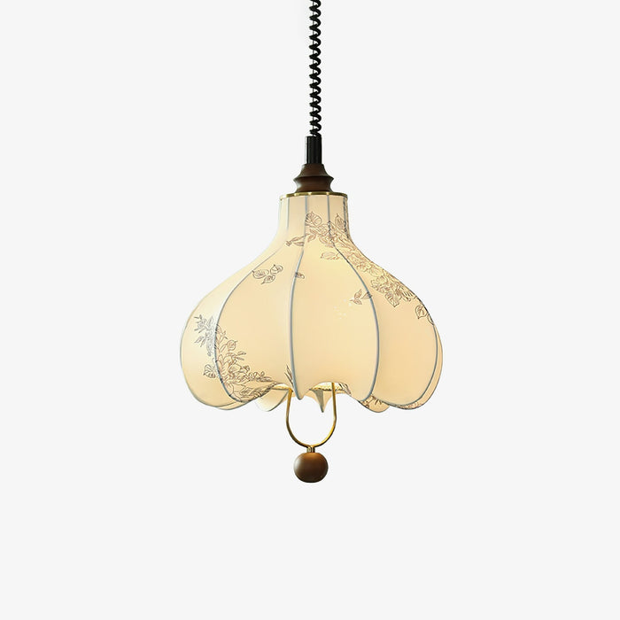 Lustra Suspension Lanterne en Tissu Poire pour Salon