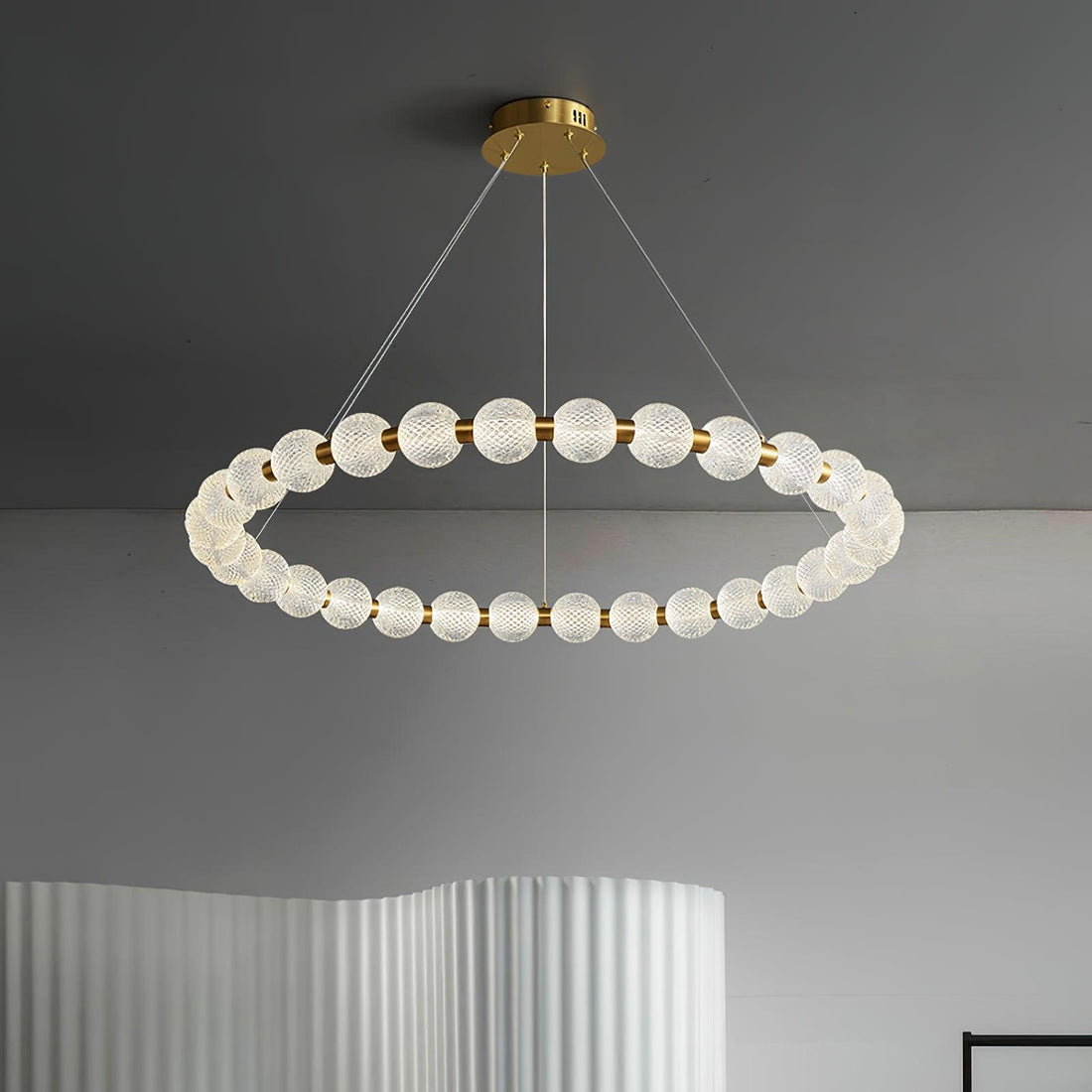 Lustra Lustre Élégant Anneau en Perle Dorée