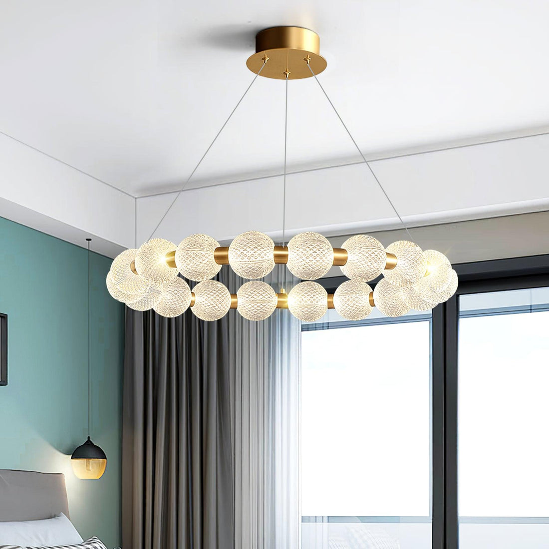 Lustra Lustre Élégant Anneau en Perle Dorée