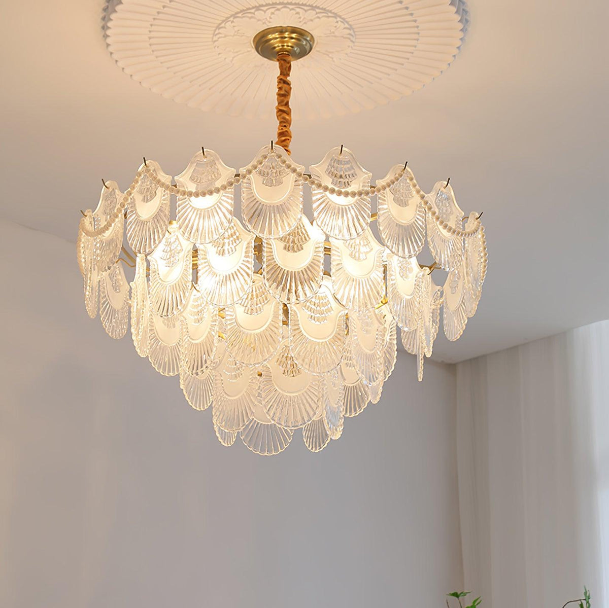 Lustra Lustre Perle Verre Coquille