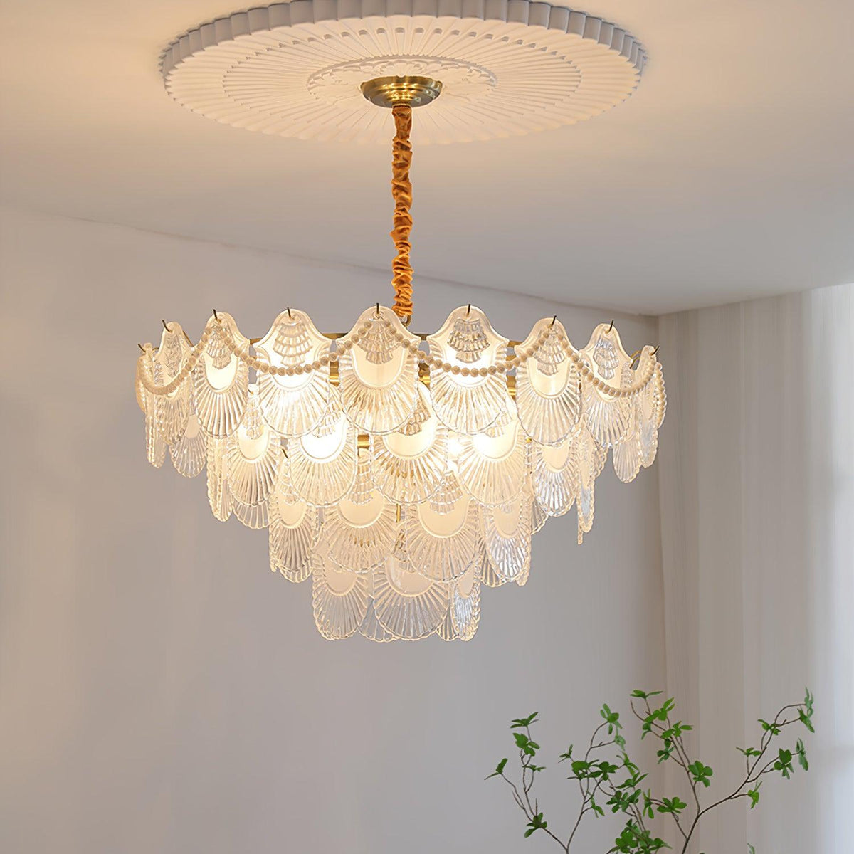Lustra Lustre Perle Verre Coquille