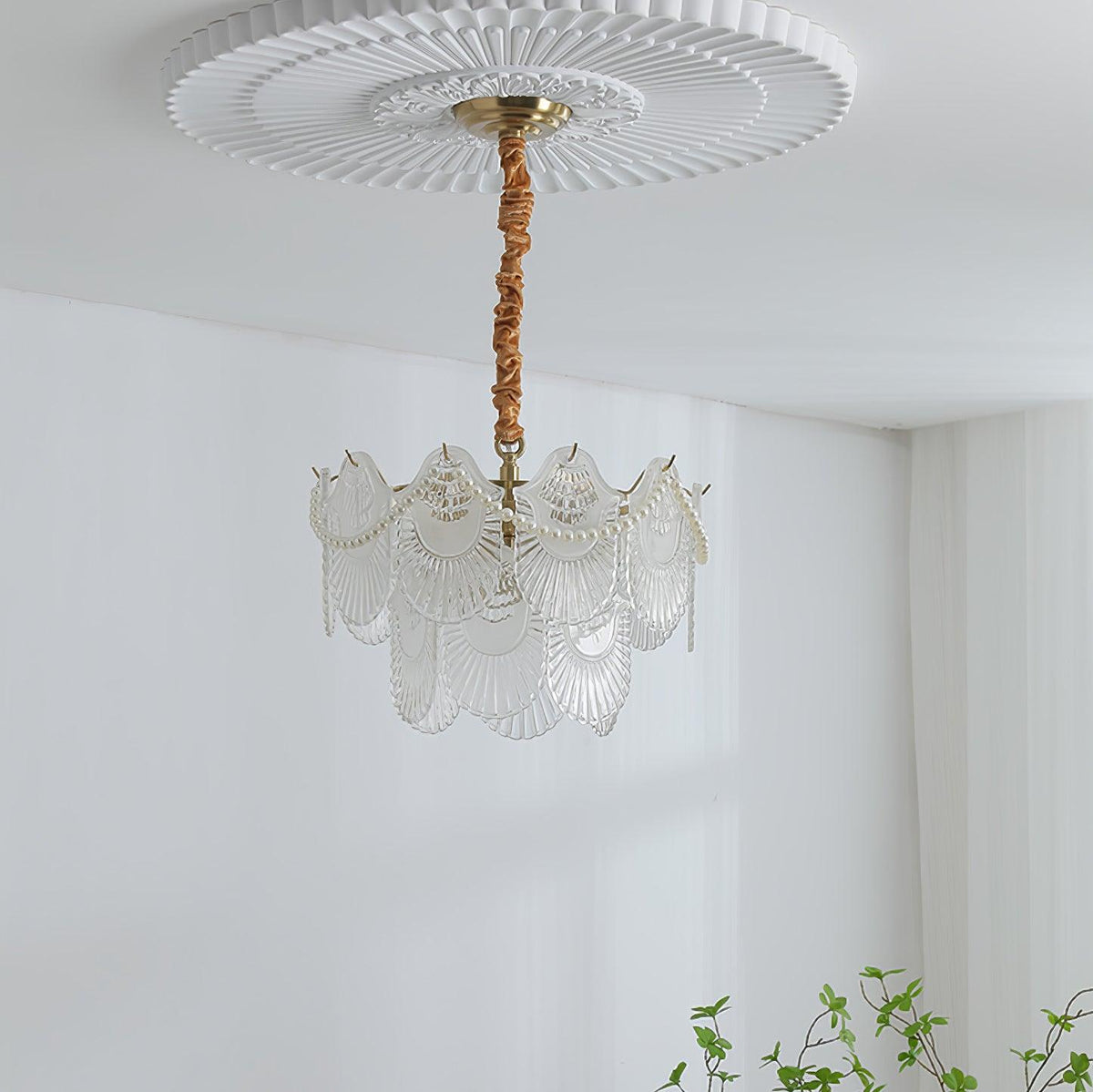 Lustra Lustre Perle Verre Coquille