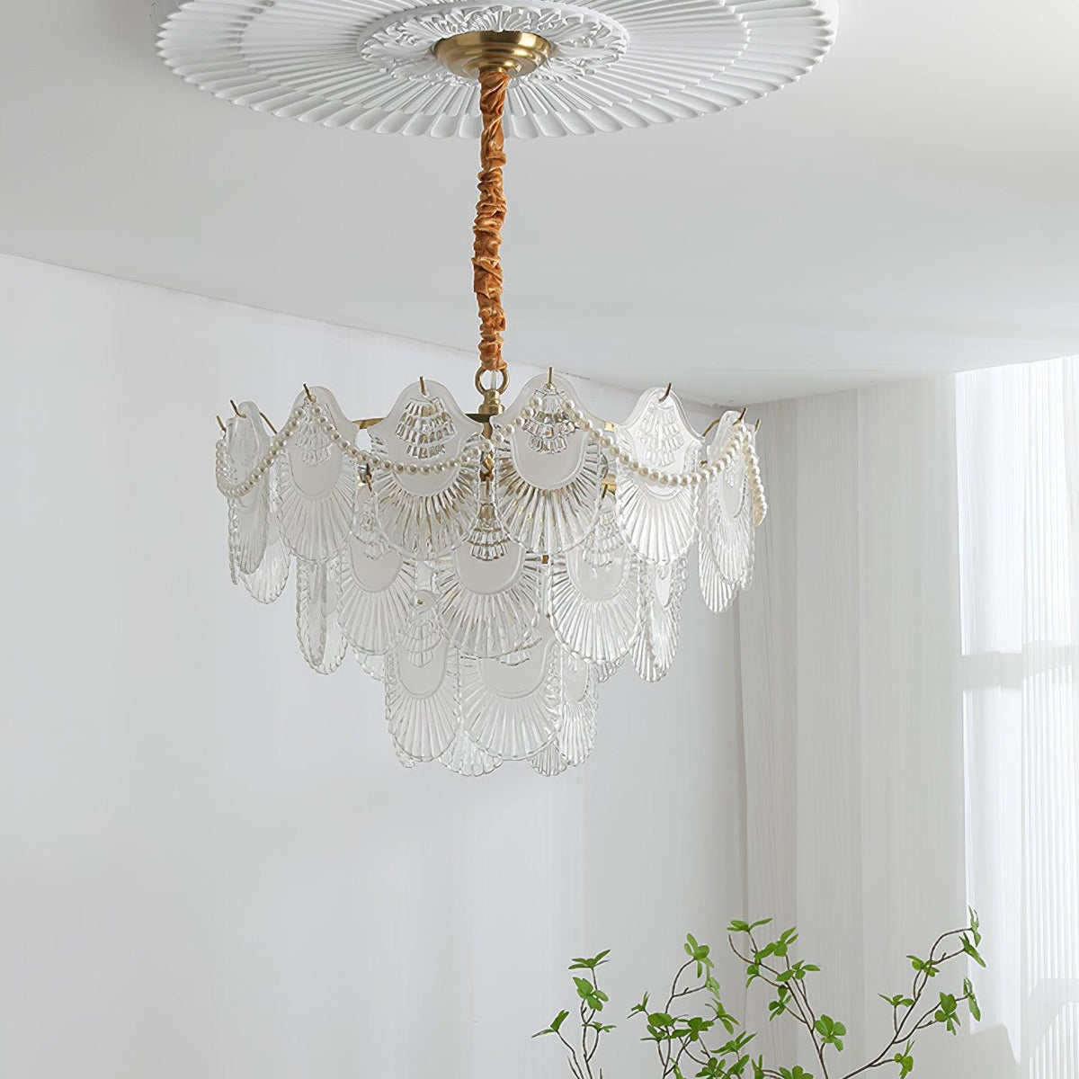 Lustra Lustre Perle Verre Coquille