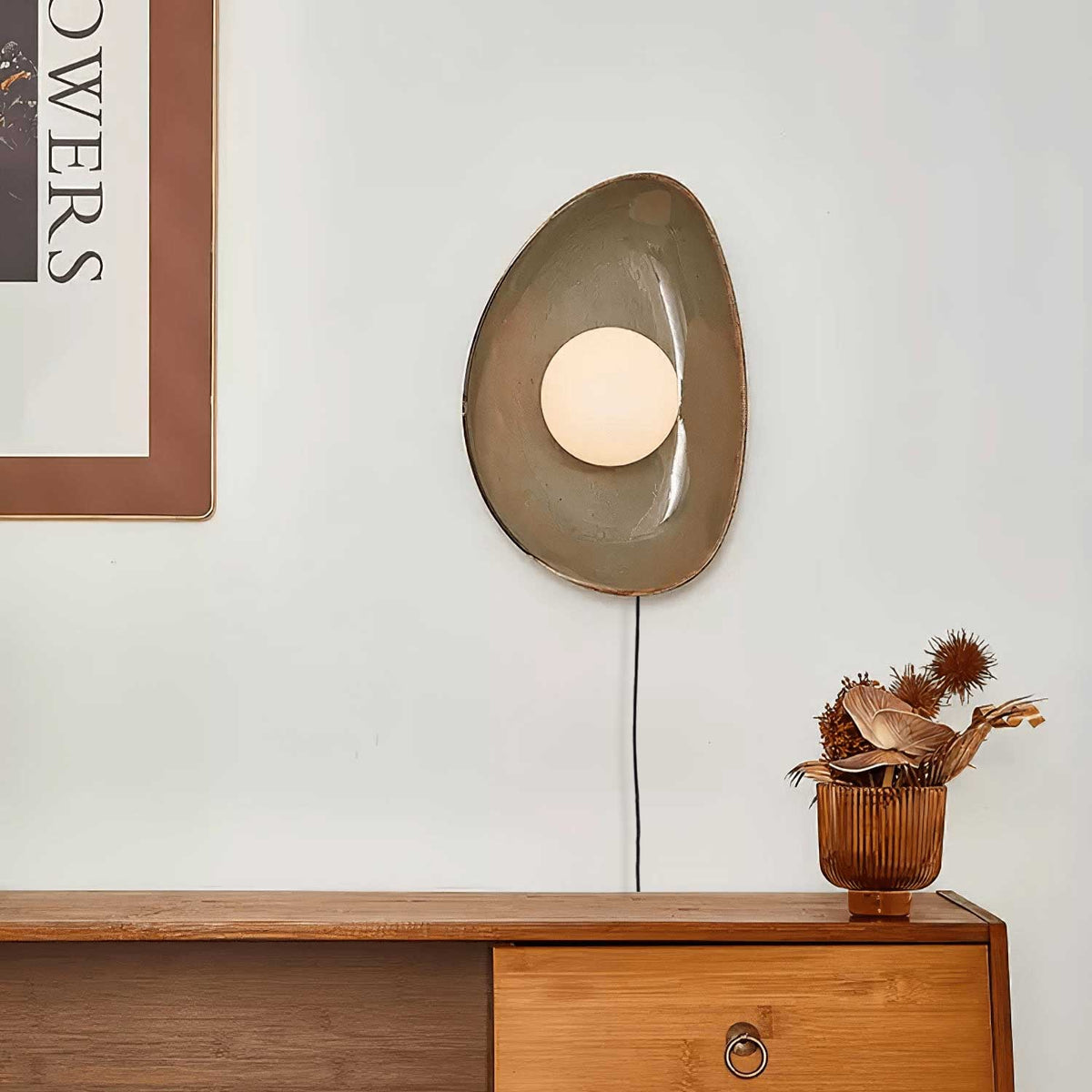 Nancy Pebble Disc Plug-in Ceramics Glass Wall Light
