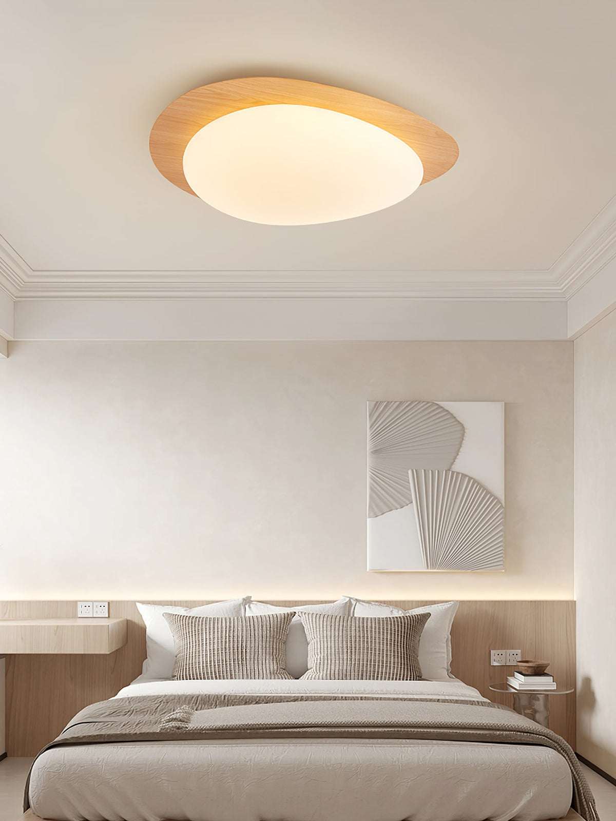 Solara Plafonnier Galet en Noyer Acrylique LED