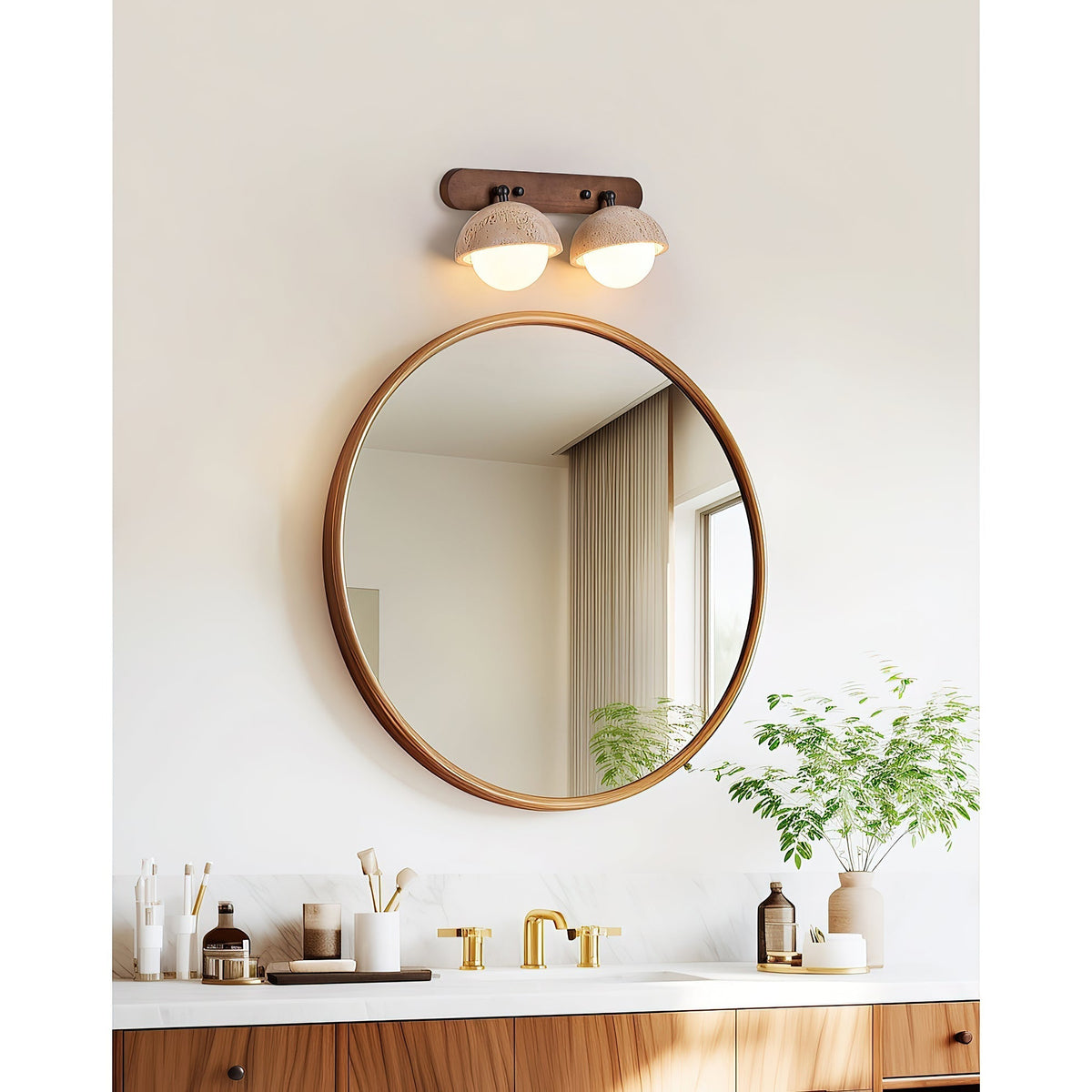 Vodora Applique Murale Moderne En Bois Et Travertin