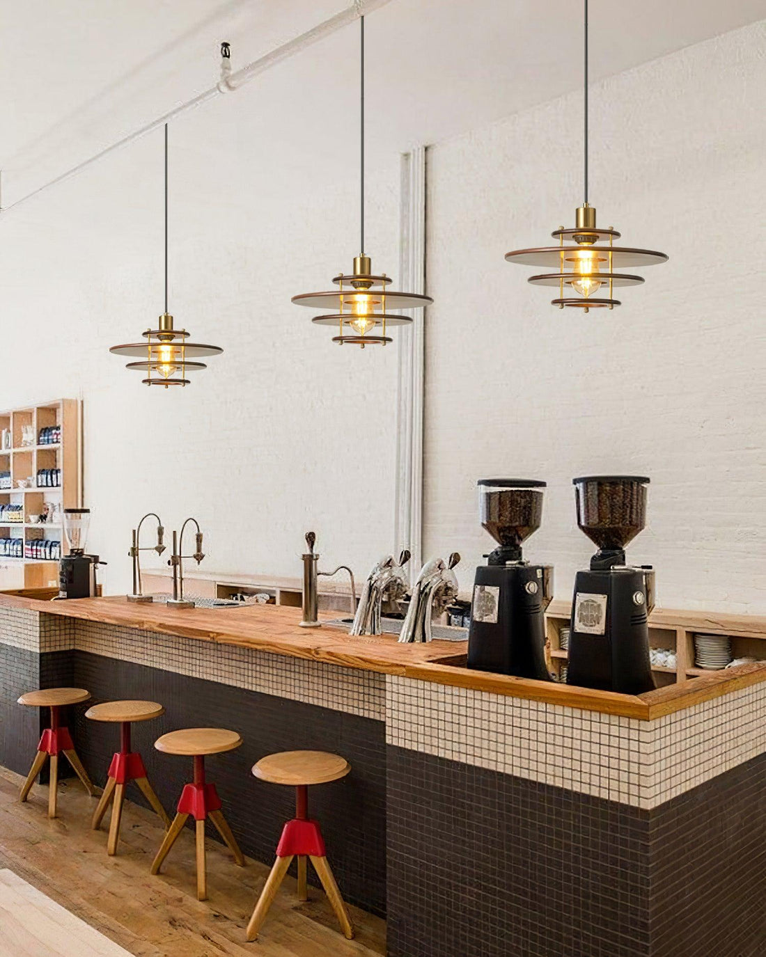 Pendel Suspension Bois Stratifié Laiton Moderne