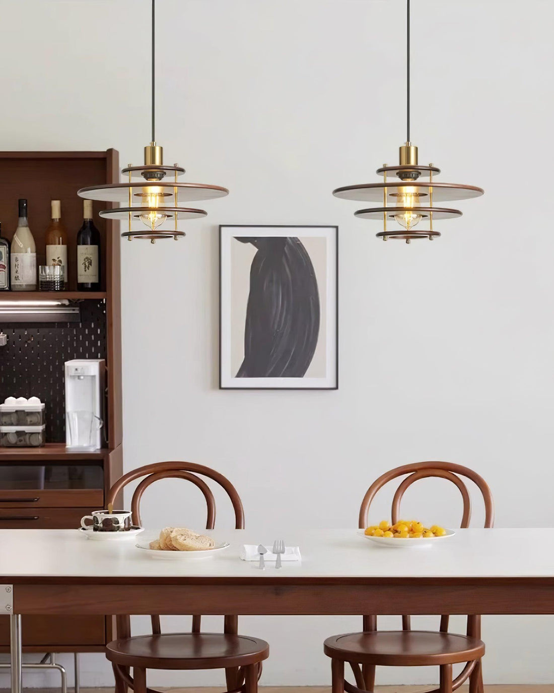 Pendel Suspension Bois Stratifié Laiton Moderne