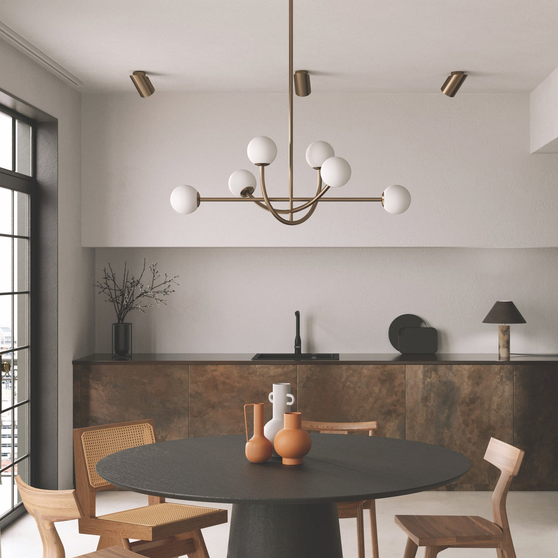 Ilvelia Lustre Laiton Verre Minimaliste Moderne