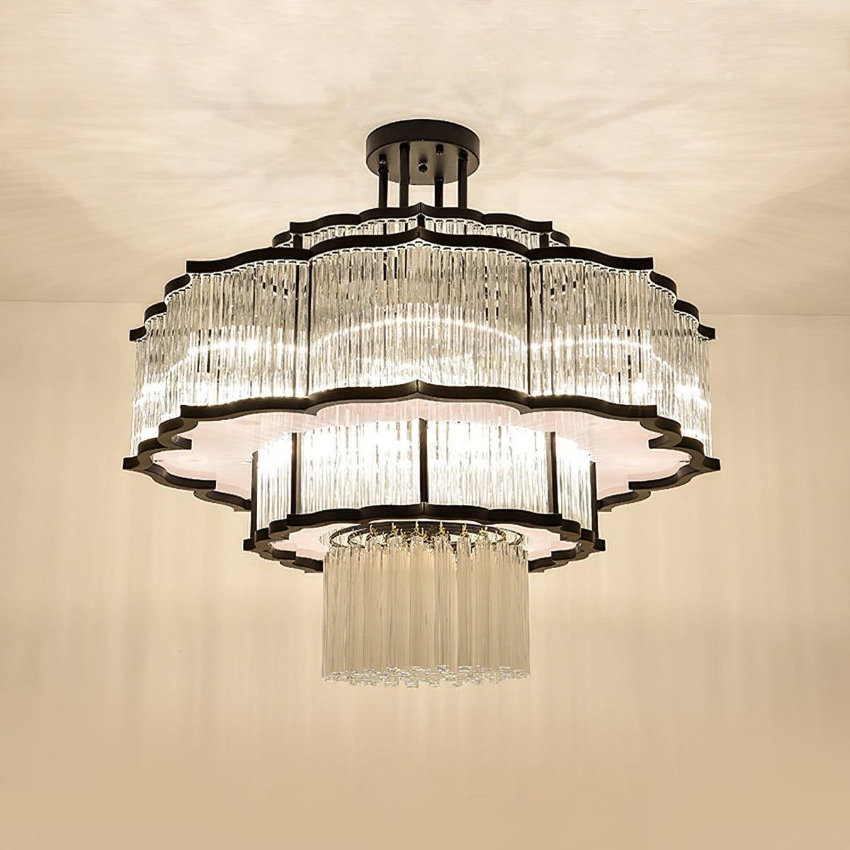 Lustra Lustre Verre Noir et Doré