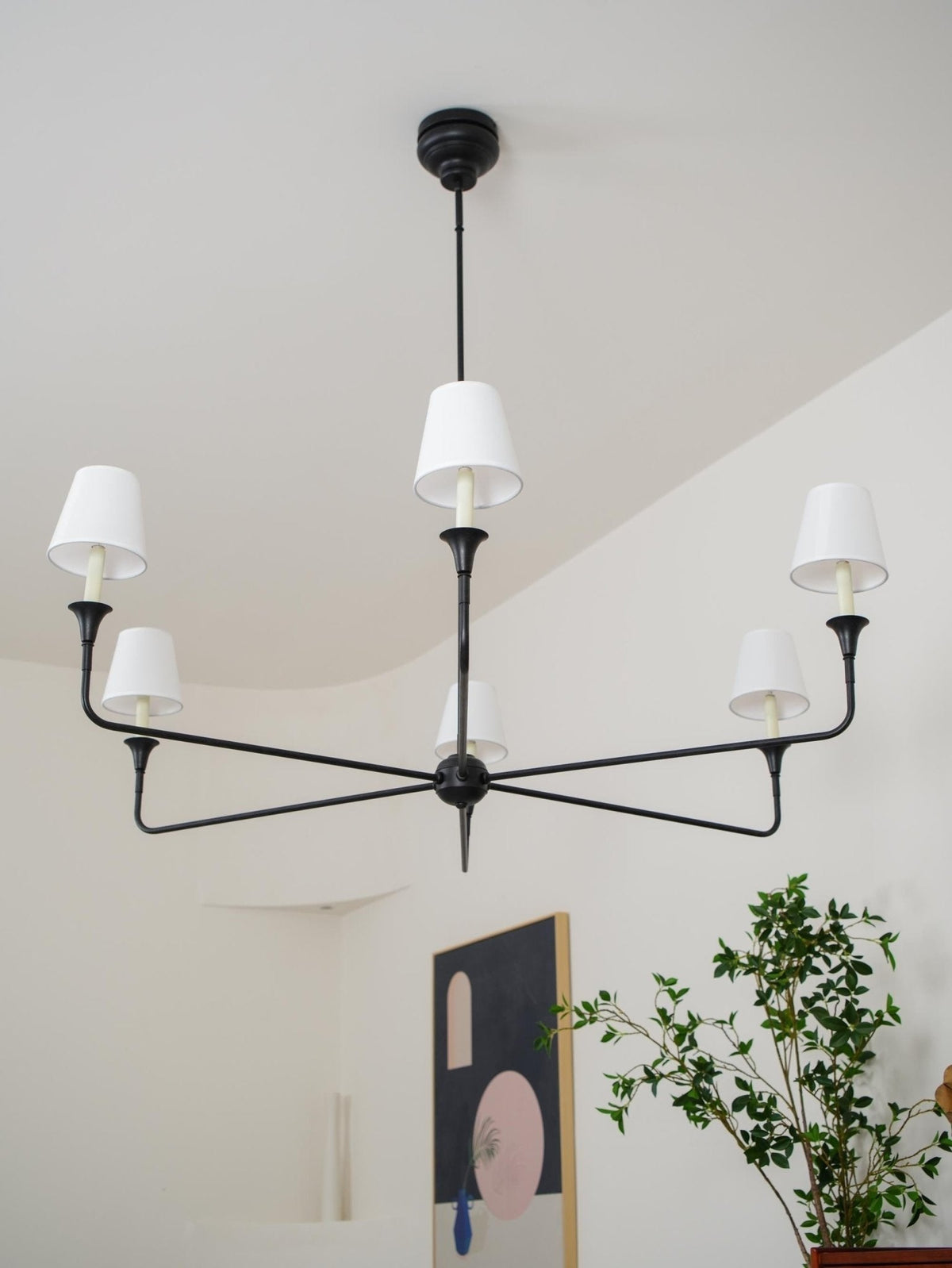 Lustra Suspension Lampe Bougie Noire Évasée