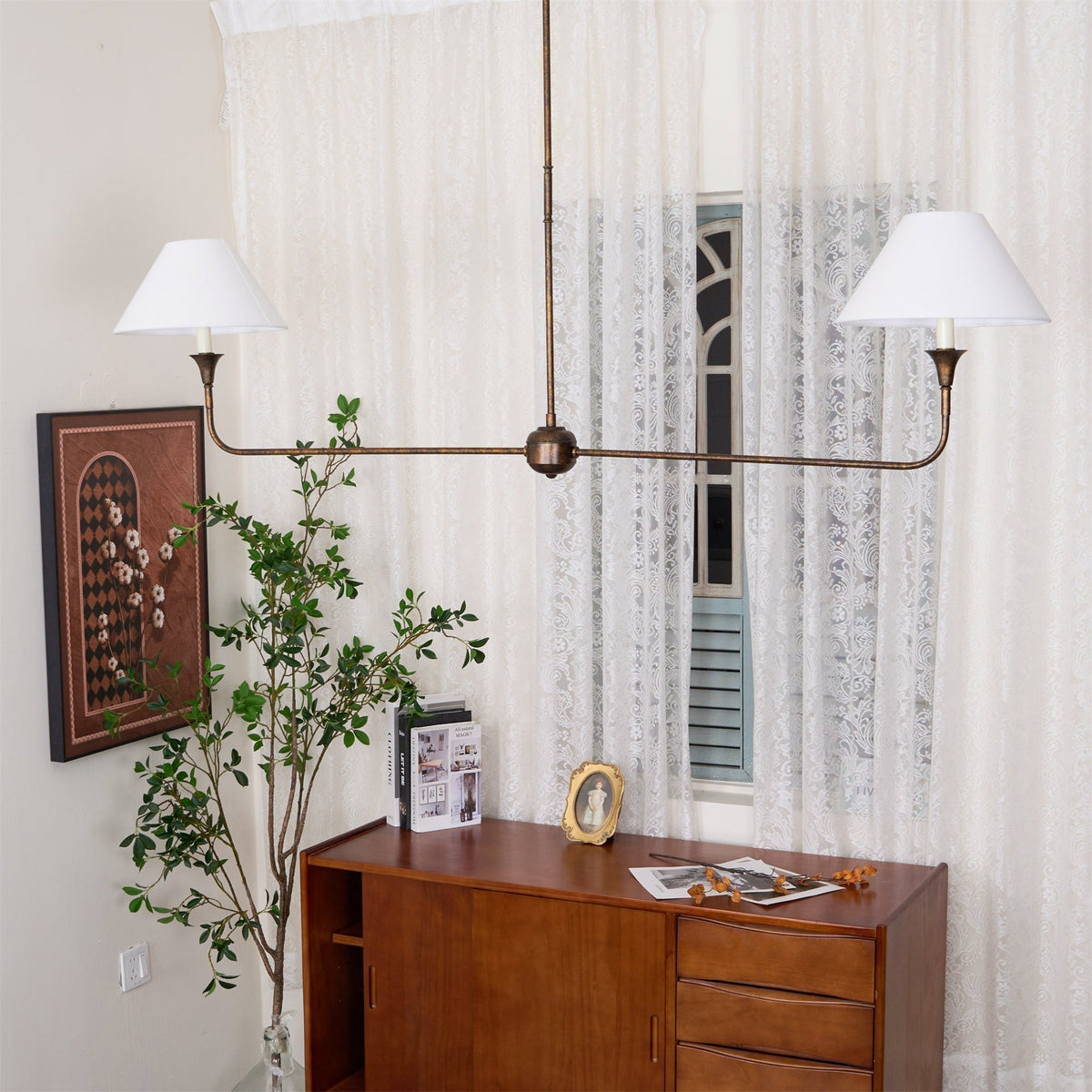 Aera Lustre Linéaire Métal Laiton Antique Tissu Minimaliste Moderne