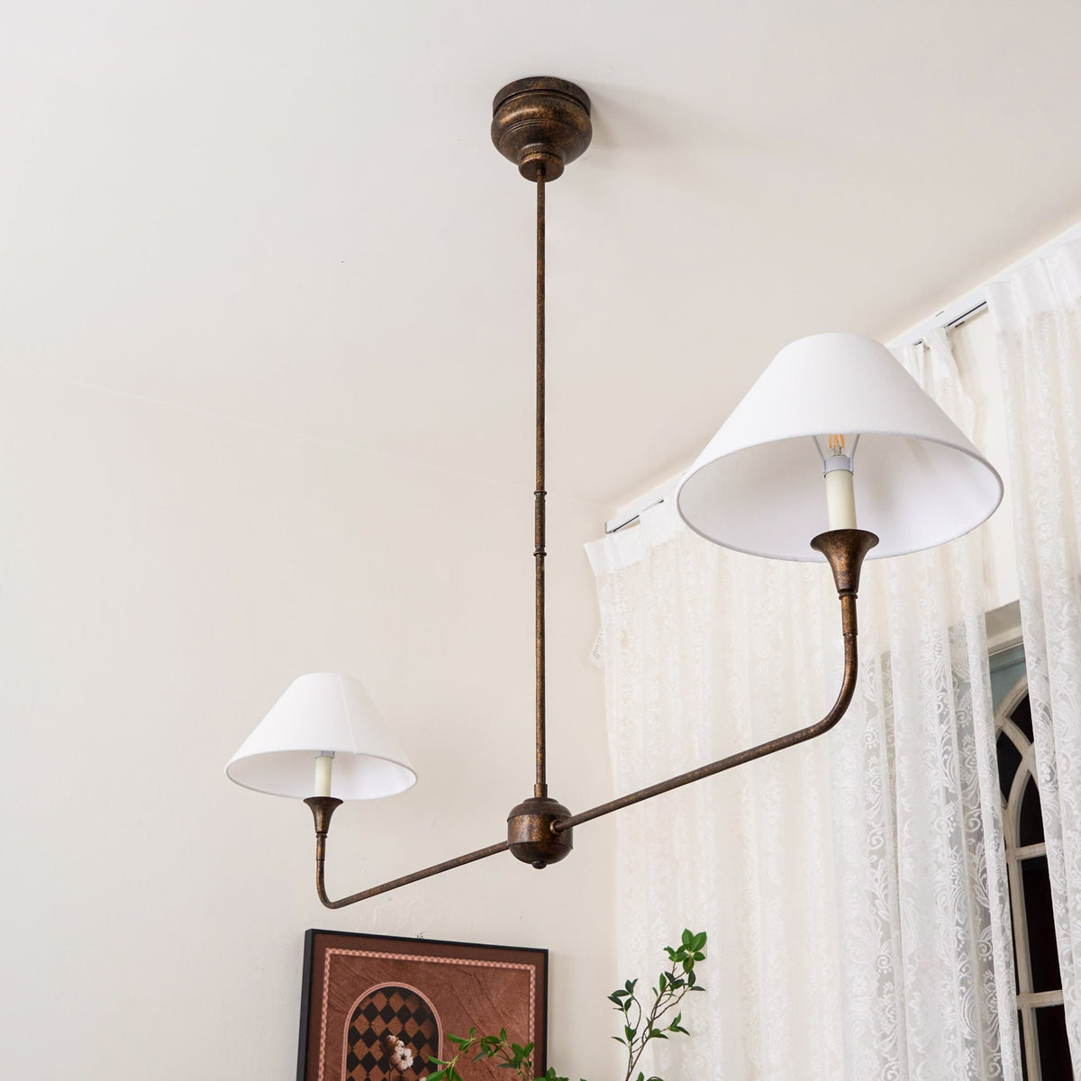 Aera Lustre Linéaire Métal Laiton Antique Tissu Minimaliste Moderne