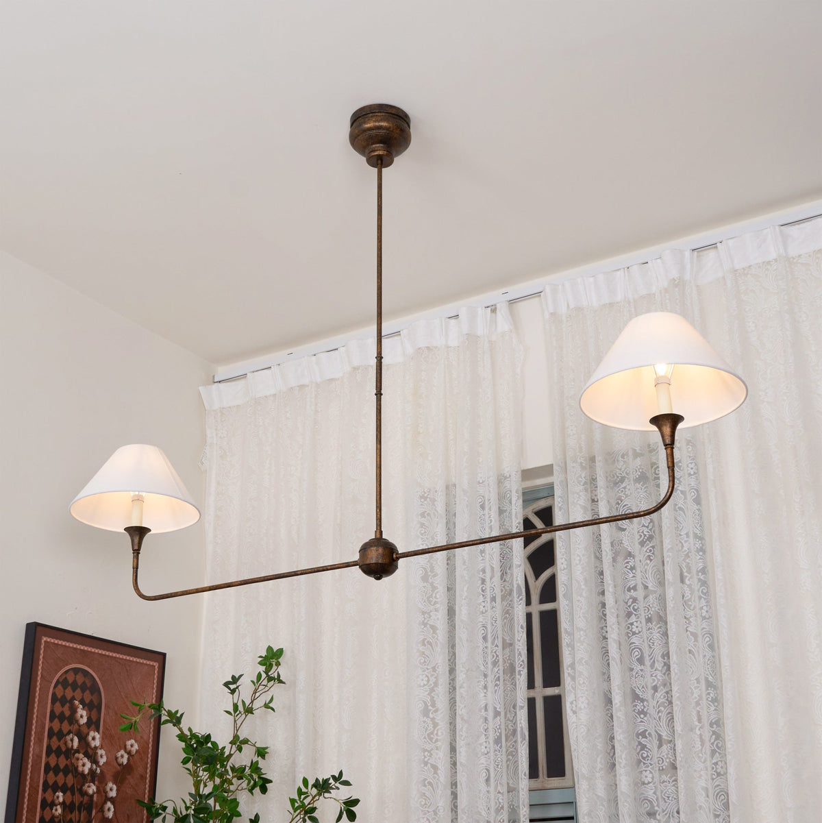 Aera Lustre Linéaire Métal Laiton Antique Tissu Minimaliste Moderne