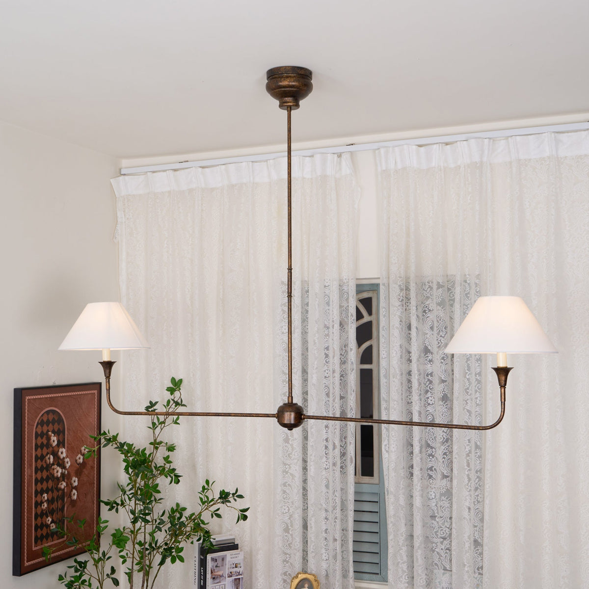 Aera Lustre Linéaire Métal Laiton Antique Tissu Minimaliste Moderne