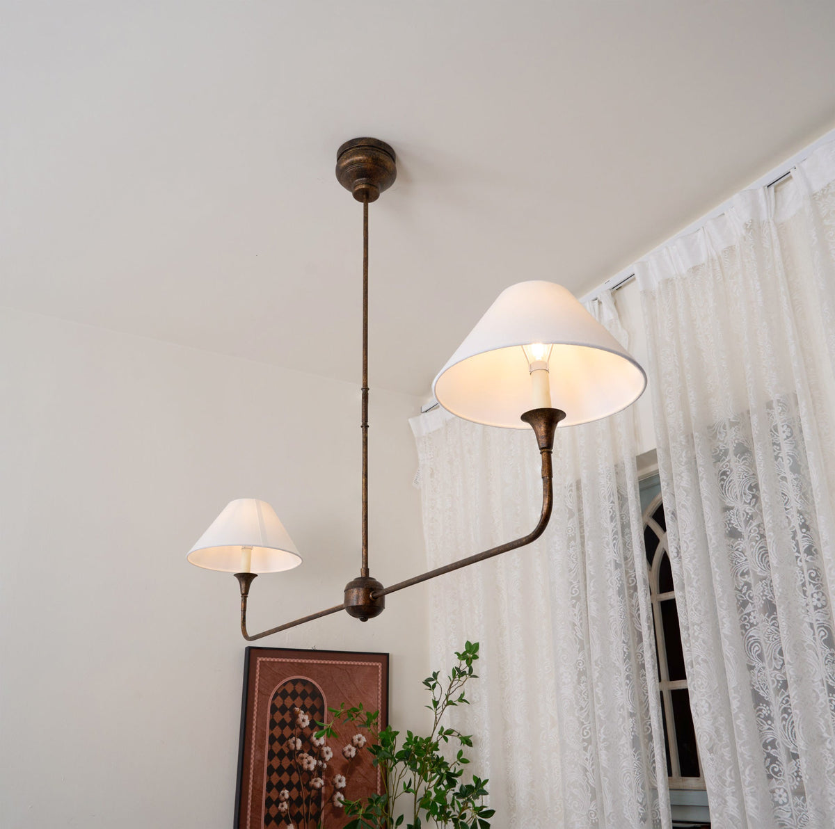 Aera Lustre Linéaire Métal Laiton Antique Tissu Minimaliste Moderne