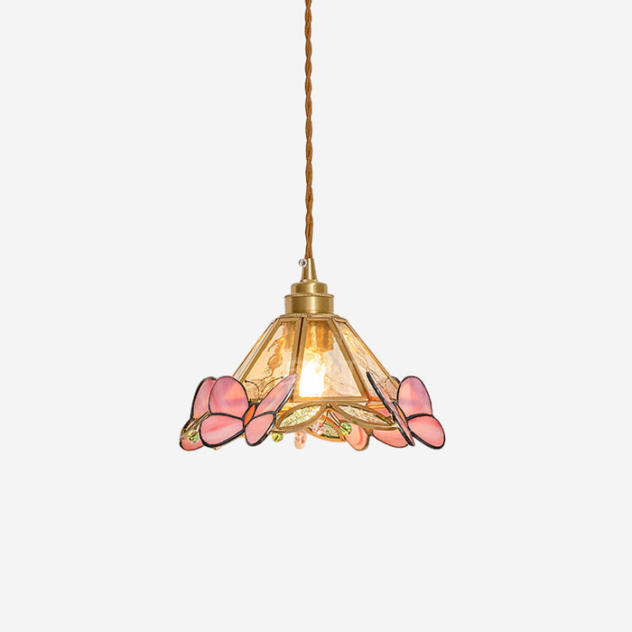 Tiffany Suspension Papillon en Verre Tâché
